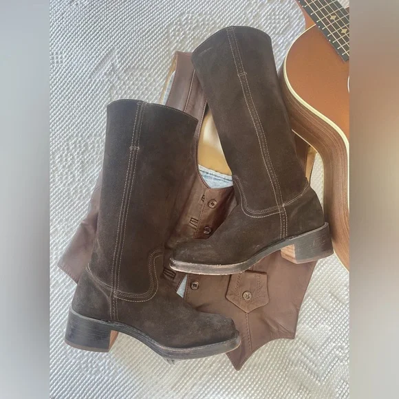 FRYE | Chocolate Suede Campus Boots 14L - Picture 7 of 8